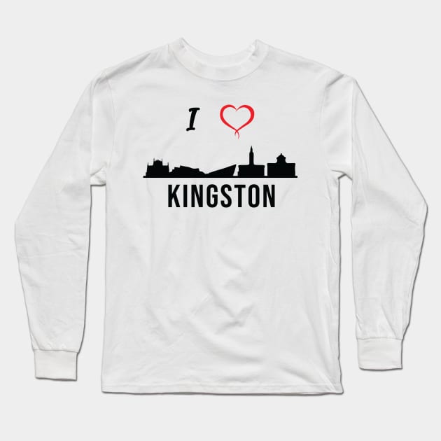 I love Kingston, Kingston expats, Jamaican, Jamaican culture, Jamaican language, Kurdish, Kingston city, Kingston skyline, straight otta, Rasta, Reggae, West Indies, Barbados, subculture, Caribbean Long Sleeve T-Shirt by alltheprints